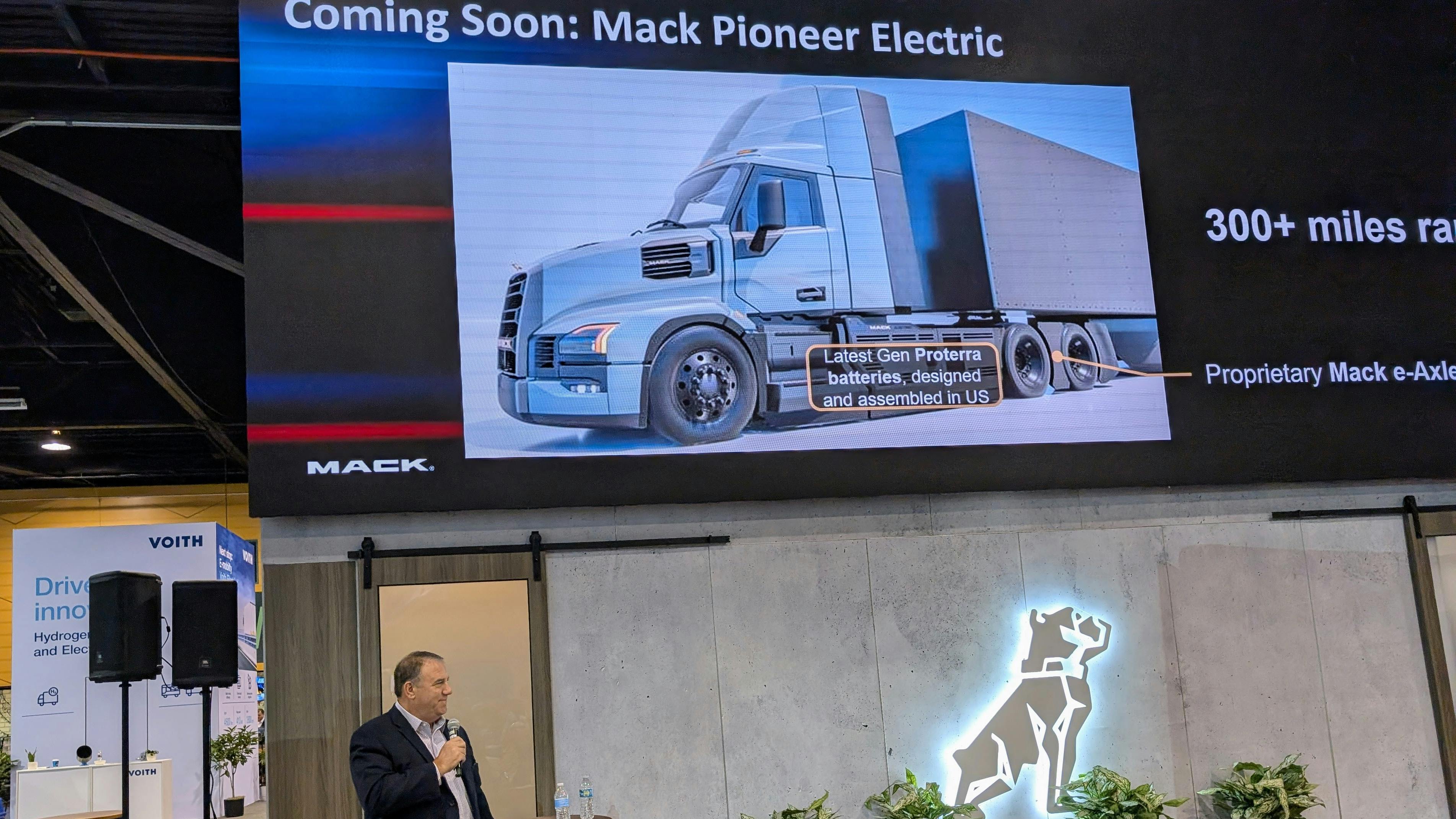 Mack Trucks North America President Jonathan Randall announces the planned Mack Pioneer Electric
