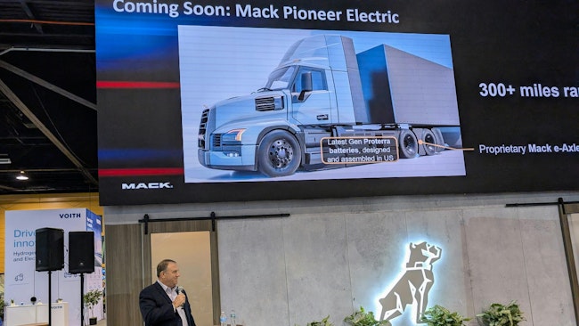 Mack Trucks North America President Jonathan Randall announces the planned Mack Pioneer Electric