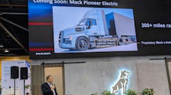 Mack Trucks North America President Jonathan Randall announces the planned Mack Pioneer Electric Mack Trucks North America President Jonathan Randall announces the planned Mack Pioneer Electric