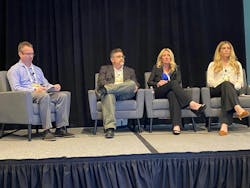 The NAFA I&E panel discussion on fuel card fraud featured, from left, Dennis Schiltz, US Bank; Erik La Com, U.S. Secret Service; Jeri Crespi, SC Fuels; and Maddie McKinley, Pinnacle Petroleum. The NAFA I&E panel discussion on fuel card fraud featured, from left, Dennis Schiltz, US Bank; Erik La Com, U.S. Secret Service; Jeri Crespi, SC Fuels; and Maddie McKinley, Pinnacle Petroleum.