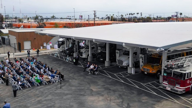 Greenlane's flagship commercial truck charging station opened in Colton, California, on April 24, 2025.