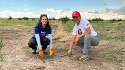 Chevron employees Janelle Lewis (left) and Kennedy Lincoln (right) were among volunteers helping to remove invasive plants along the Pecos River. Chevron employees Janelle Lewis (left) and Kennedy Lincoln (right) were among volunteers helping to remove invasive plants along the Pecos River.