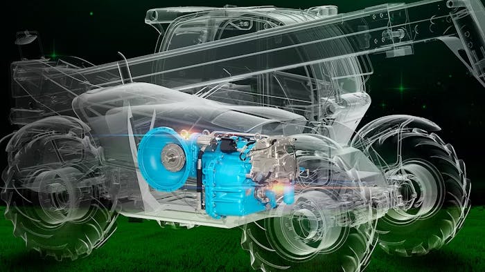 Dana Spicer HVT1 transmission combines hydrostatic and mechanical drives in an integrated 90-degree gearbox to provide precise low-speed maneuvering control.