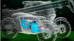 Dana Spicer HVT1 transmission combines hydrostatic and mechanical drives in an integrated 90-degree gearbox to provide precise low-speed maneuvering control. Dana Spicer HVT1 transmission combines hydrostatic and mechanical drives in an integrated 90-degree gearbox to provide precise low-speed maneuvering control.