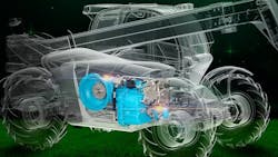 Dana Spicer HVT1 transmission combines hydrostatic and mechanical drives in an integrated 90-degree gearbox to provide precise low-speed maneuvering control. Dana Spicer HVT1 transmission combines hydrostatic and mechanical drives in an integrated 90-degree gearbox to provide precise low-speed maneuvering control.