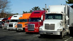 line of long-haul trucks line of long-haul trucks