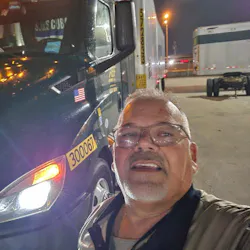 De Cespedes drives for ABF Freight out of Fort Smith, Arkansas. De Cespedes drives for ABF Freight out of Fort Smith, Arkansas.