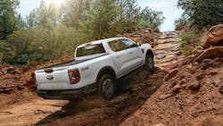 2025 Ford Ranger pickup in white, impacted by a recall for side curtain airbag deployment issue, highlighting safety concerns for fleets. 2025 Ford Ranger pickup in white, impacted by a recall for side curtain airbag deployment issue, highlighting safety concerns for fleets.