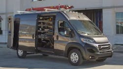 Ram ProMaster van with visible rearview camera system, subject to recall for microprocessor defects affecting rear visibility and compliance with safety standards. Ram ProMaster van with visible rearview camera system, subject to recall for microprocessor defects affecting rear visibility and compliance with safety standards.