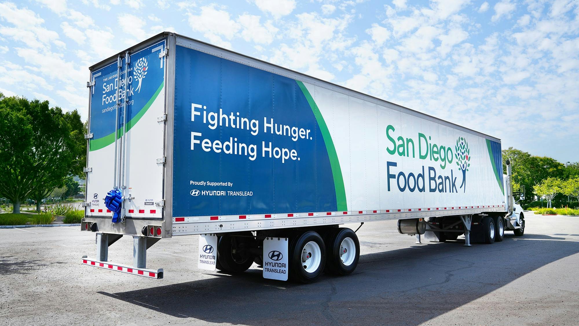 Hyundai Translead recently donated a 53-ft. refrigerated trailer to the Jacobs and Cushman San Diego Food Bank.