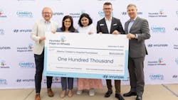To mark the donation, Hyundai Hope on Wheels hosted a handprint ceremony, a tradition of the foundation. To mark the donation, Hyundai Hope on Wheels hosted a handprint ceremony, a tradition of the foundation.