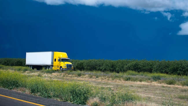 truck hauling on flat ground