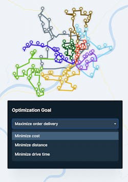 The tool uses real-time intelligence to consider operational constraints, including vehicle limitations, driver compliance requirements, customer delivery windows, and dynamic traffic. The tool uses real-time intelligence to consider operational constraints, including vehicle limitations, driver compliance requirements, customer delivery windows, and dynamic traffic.