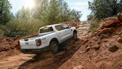 The midsize Ford Ranger pickup is now offered with a new Black Appearance Package and a Chrome Accent Package. An integrated trailer brake is now also optional on the XL trim. The midsize Ford Ranger pickup is now offered with a new Black Appearance Package and a Chrome Accent Package. An integrated trailer brake is now also optional on the XL trim.