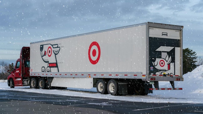 retailer's dry van trailer in snow