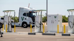 electric truck stops at Watt EV public charging depot in Southern California electric truck stops at Watt EV public charging depot in Southern California