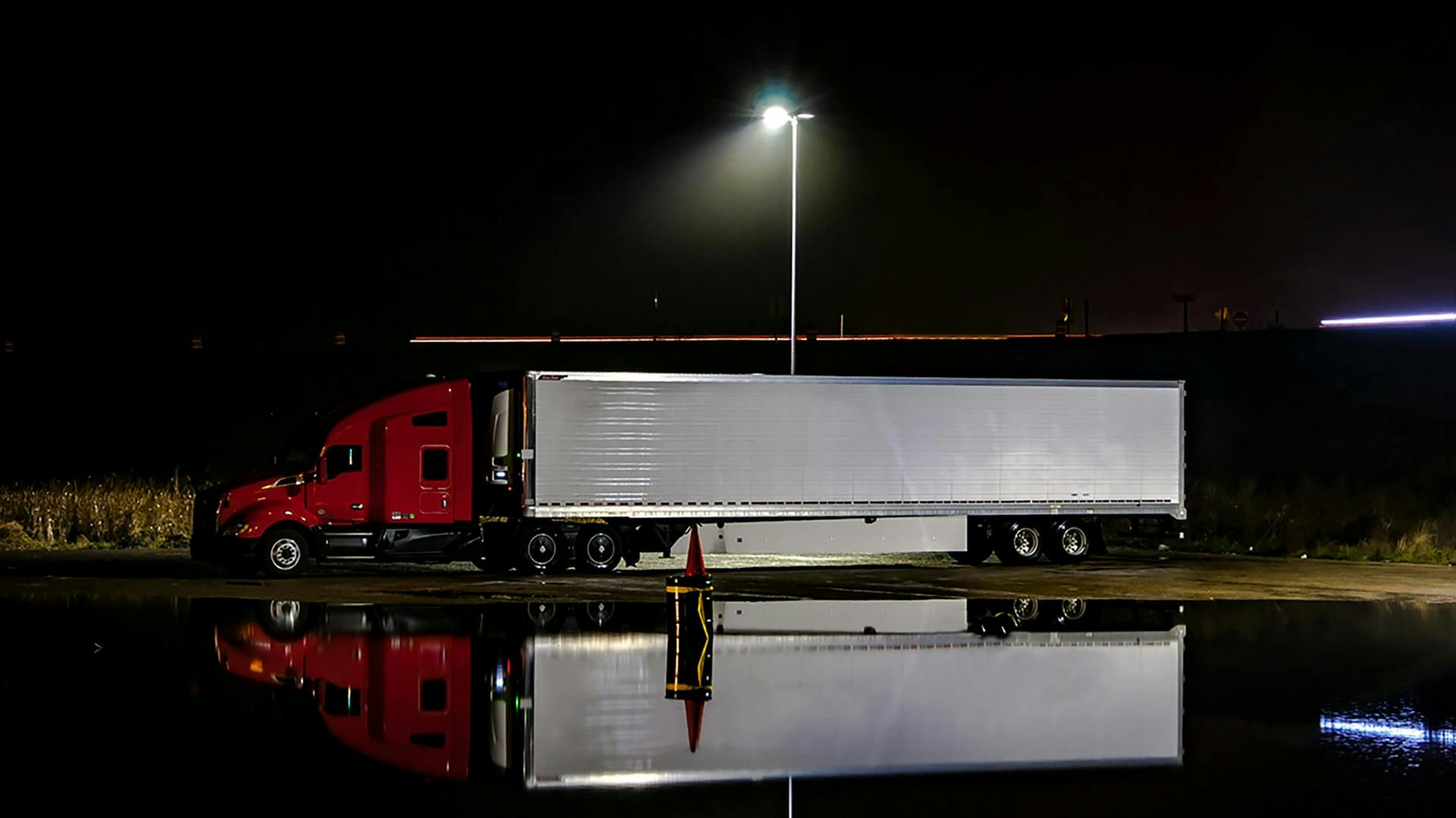 truck in a parking lot alone