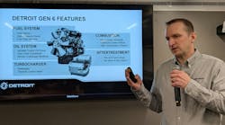 DTNA Head of Powertrain Engineering Greg Braziunas presents the technical specs and fuel efficiency gains of the new Detroit Gen 6 heavy-duty engines for EPA 2027 compliance. DTNA Head of Powertrain Engineering Greg Braziunas presents the technical specs and fuel efficiency gains of the new Detroit Gen 6 heavy-duty engines for EPA 2027 compliance.