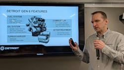 DTNA Head of Powertrain Engineering Greg Braziunas presents the technical specs and fuel efficiency gains of the new Detroit Gen 6 heavy-duty engines for EPA 2027 compliance. DTNA Head of Powertrain Engineering Greg Braziunas presents the technical specs and fuel efficiency gains of the new Detroit Gen 6 heavy-duty engines for EPA 2027 compliance.