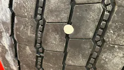 truck tire's tread crown puncture truck tire's tread crown puncture