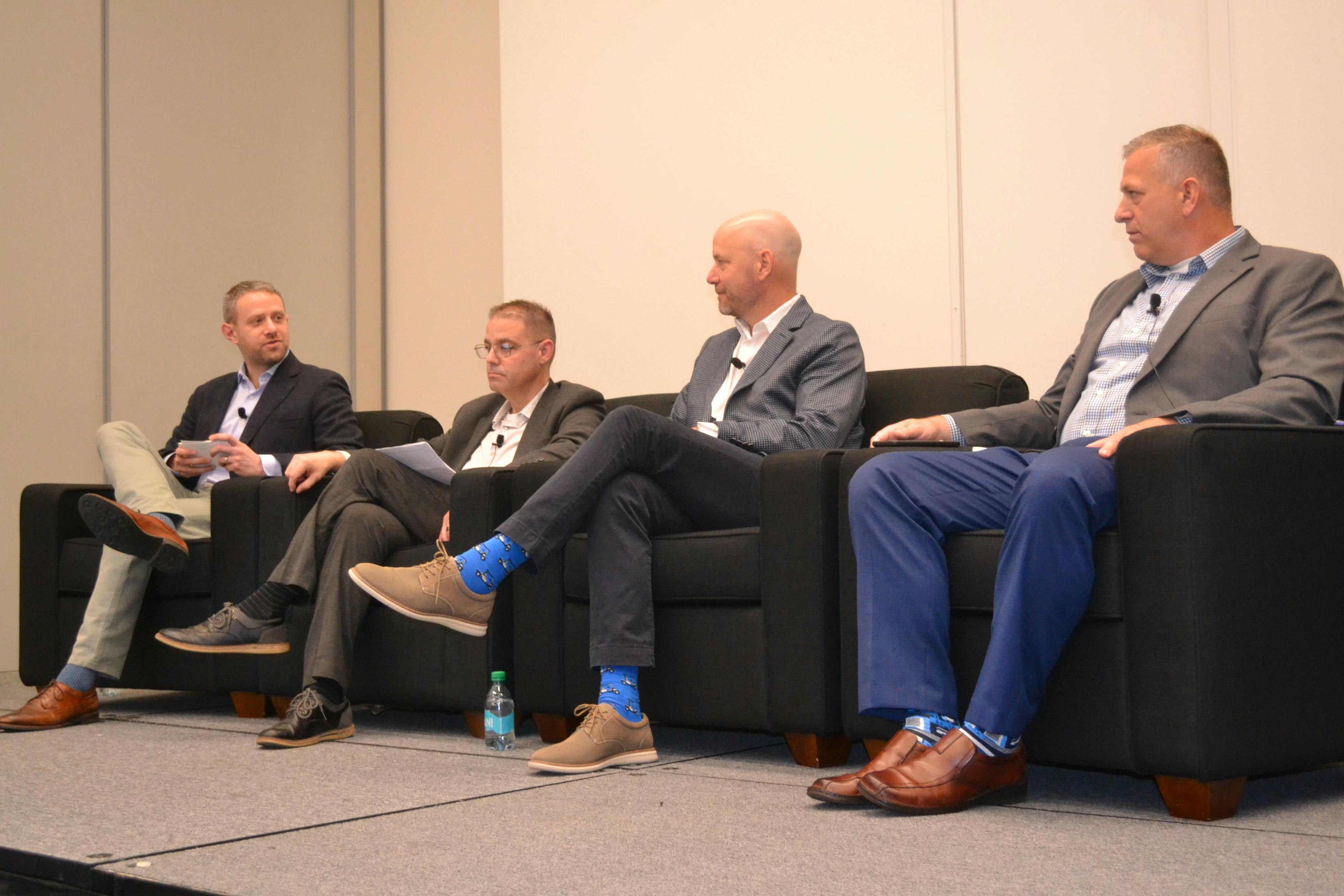 The NAFA panel, &ldquo;Is Your Fleet Ready for 2030?&rdquo;, included, from left to right, moderator Dan Franck, Samsara; Jon Malish, City of Akron Steve; Steve Jastrow, Element Fleet Managment; and Paul Palmer, SavATree.