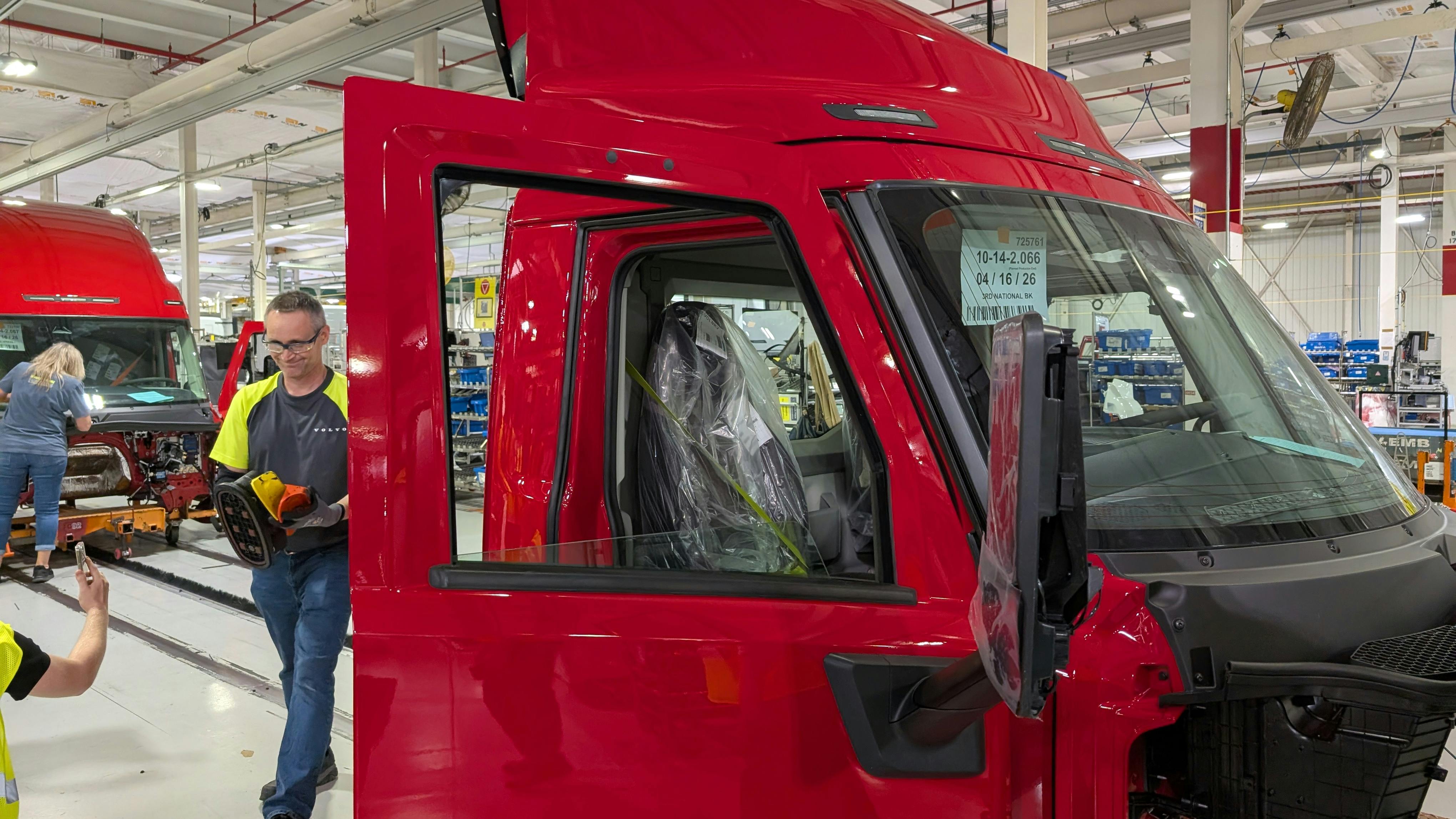 A heavy-duty Class 8 truck on the assembly line at the Volvo Trucks manufacturing facility in Dublin, Virginia, representing the current production capacity available before the 2027 EPA mandate.