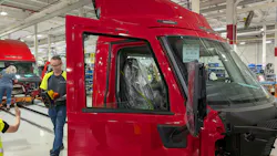 A heavy-duty Class 8 truck on the assembly line at the Volvo Trucks manufacturing facility in Dublin, Virginia, representing the current production capacity available before the 2027 EPA mandate.