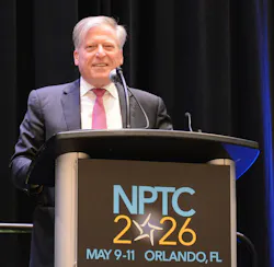 Ken Vieth, president of ACT Research, gives the keynote address standing behind a podium and NPTC 2026 sign. Ken Vieth, president of ACT Research, gives the keynote address standing behind a podium and NPTC 2026 sign.