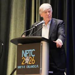 Gary Petty, CEO of the National Private Truck Council, stands at an NPTC 2026 podium. Gary Petty, CEO of the National Private Truck Council, stands at an NPTC 2026 podium.