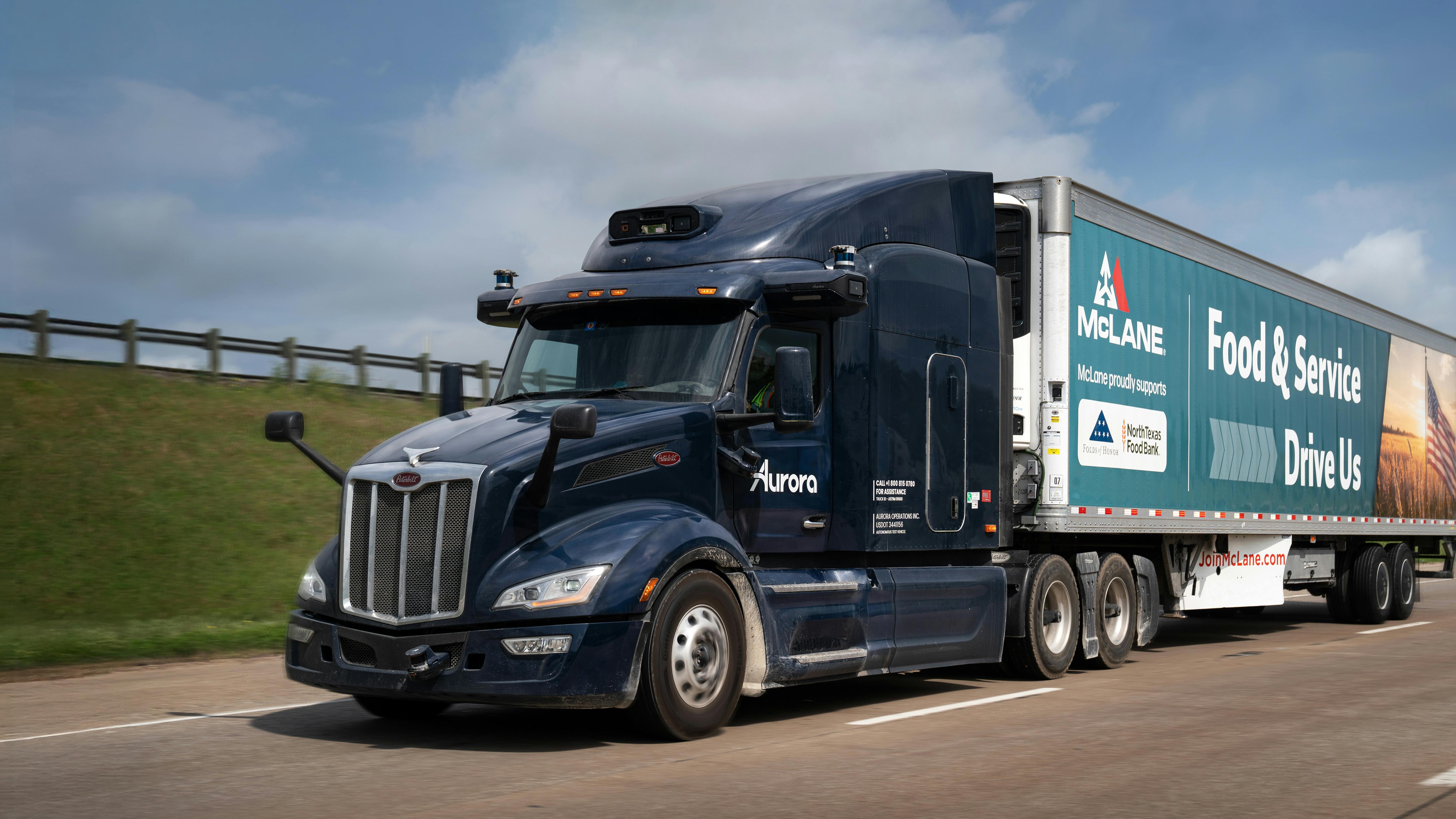 Aurora and McLane launch driverless autonomous trucking operations for middle-mile food and refrigerated freight delivery efficiency