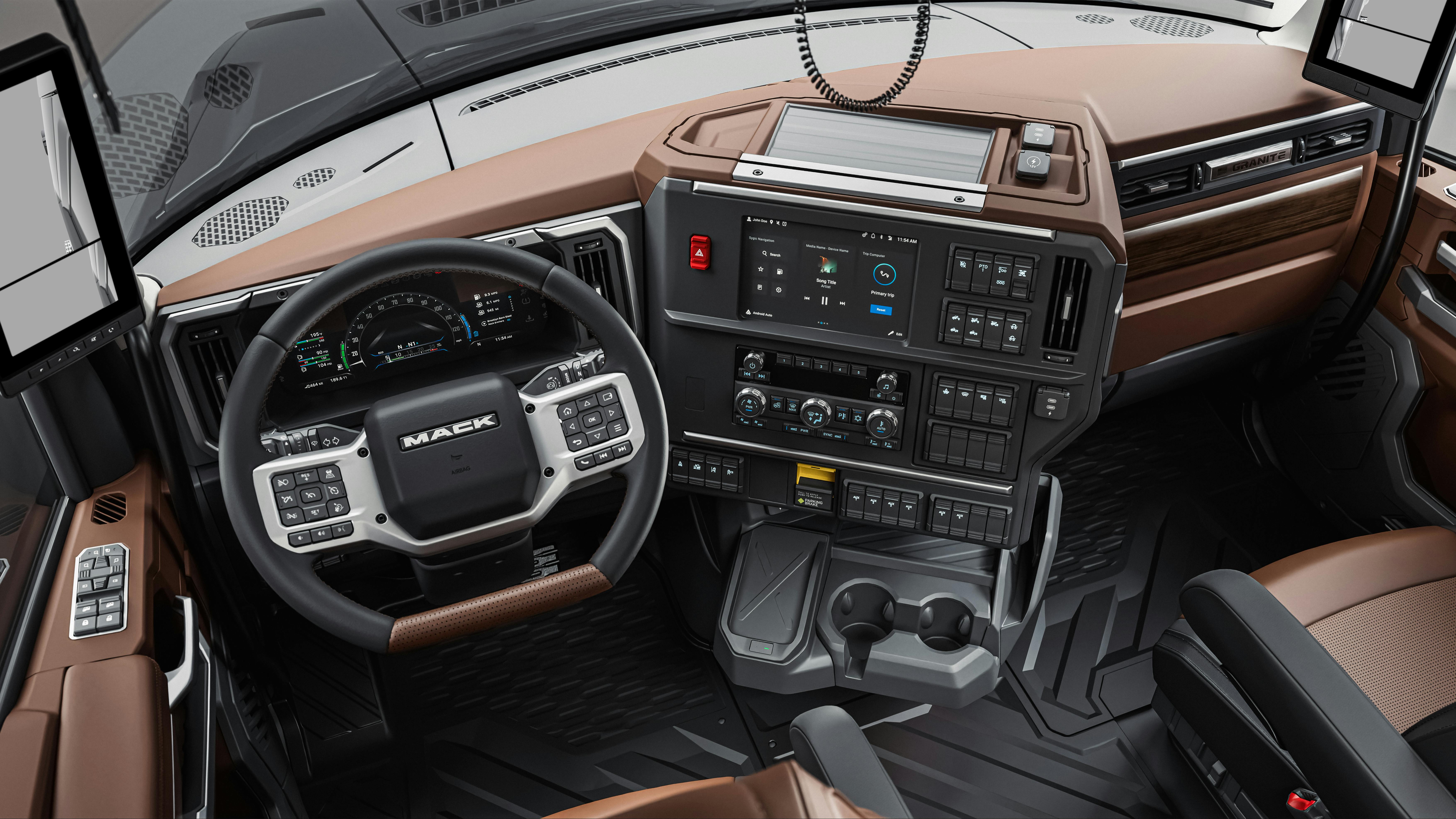 Mack Class 8 trucks with driver comfort cab design, seating, and updated interior features
