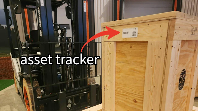 asset tracking sticker label on box