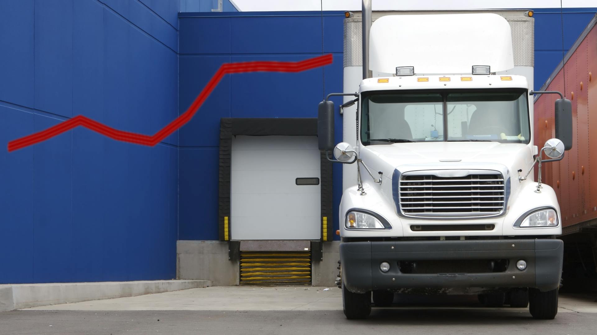 truck at loading dock with line chart