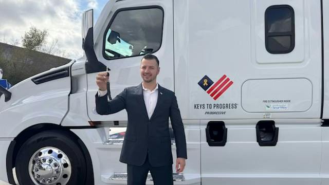 Army veteran to receive 2024 Freightliner Cascadia through Progressive's Keys to Progress program