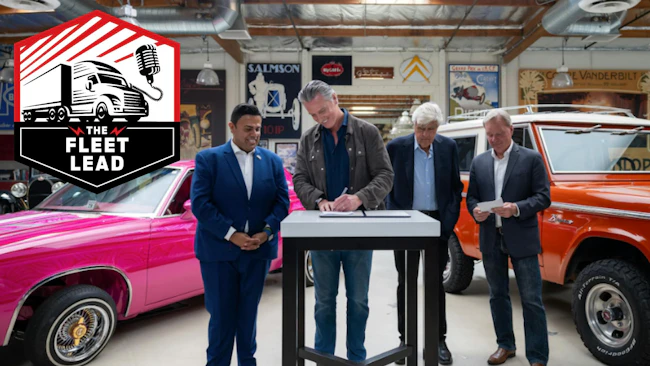 Newsom's legislation signing in Jay Leno's garage