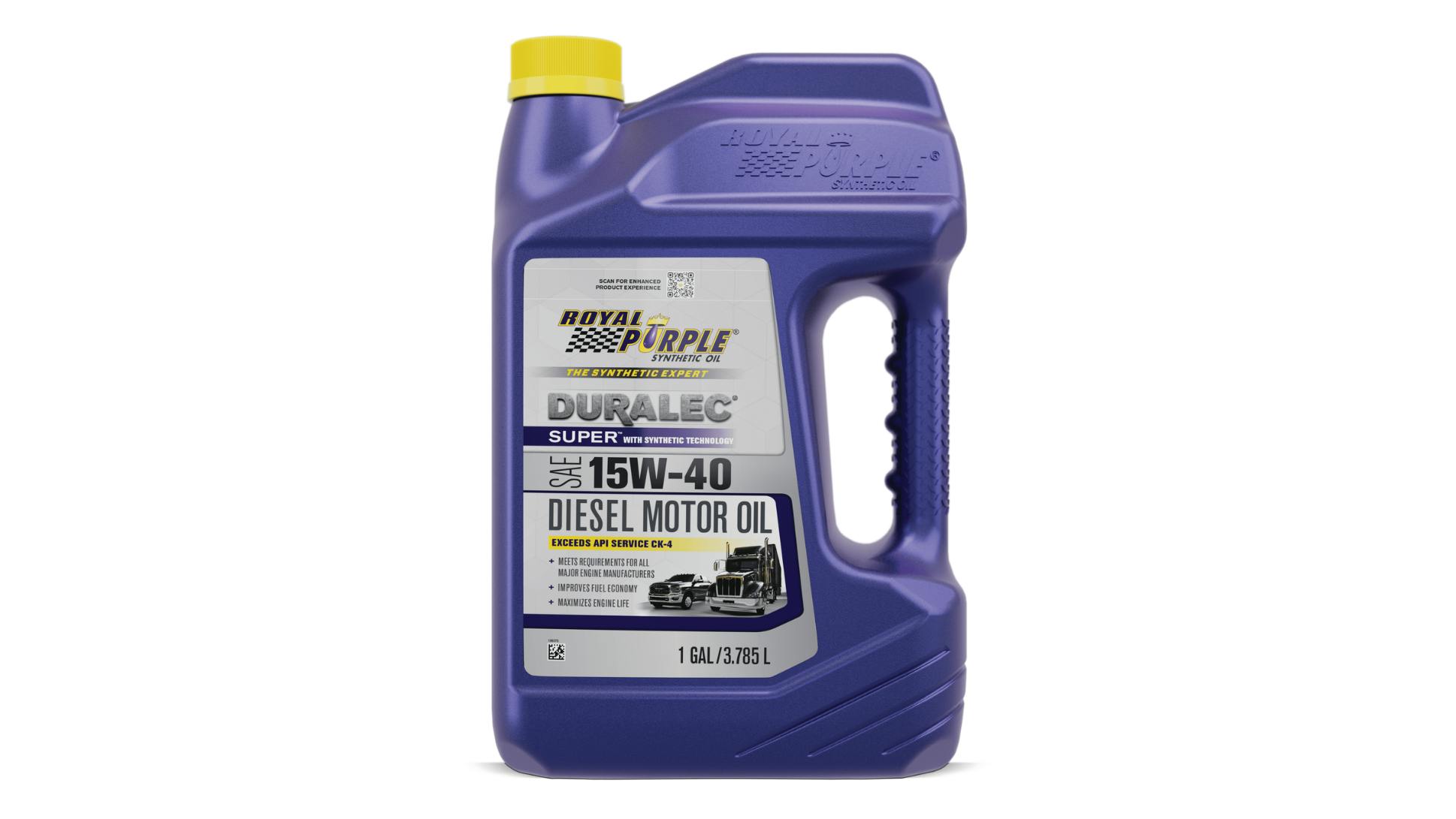 Royal Purple Duralec Super Diesel Oil protects heavy-duty diesel engines and emissions systems
